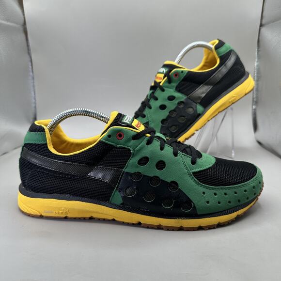 Puma FAAS 300 JAMAICA Running Shoes Mens Size 9 Green Black Yellow Bolt *RARE - Picture 1 of 11
